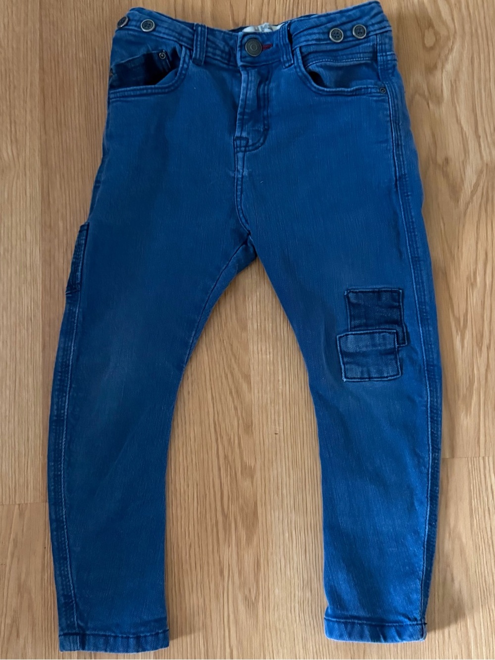 Zara Kids Blue Stretch Patchwork Pull-On Jeans Boys 5T